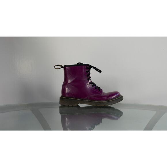 Doc Martens Delaney Purple Combat Boots Girl Sz 2 Air Wair Lace Up Zippered Side - Picture 4 of 11
